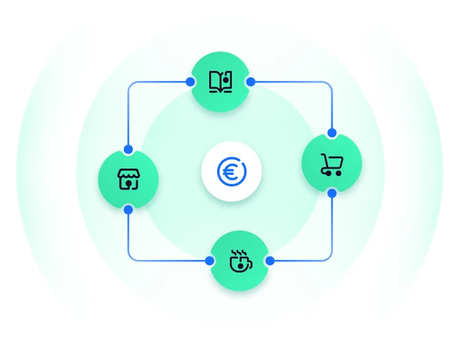 Illustration du flux de paiements et fidélité dans un écosystème connecté