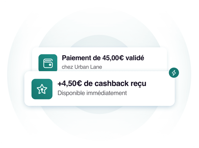 Illustration d’un paiement validé et d’un cashback immédiat